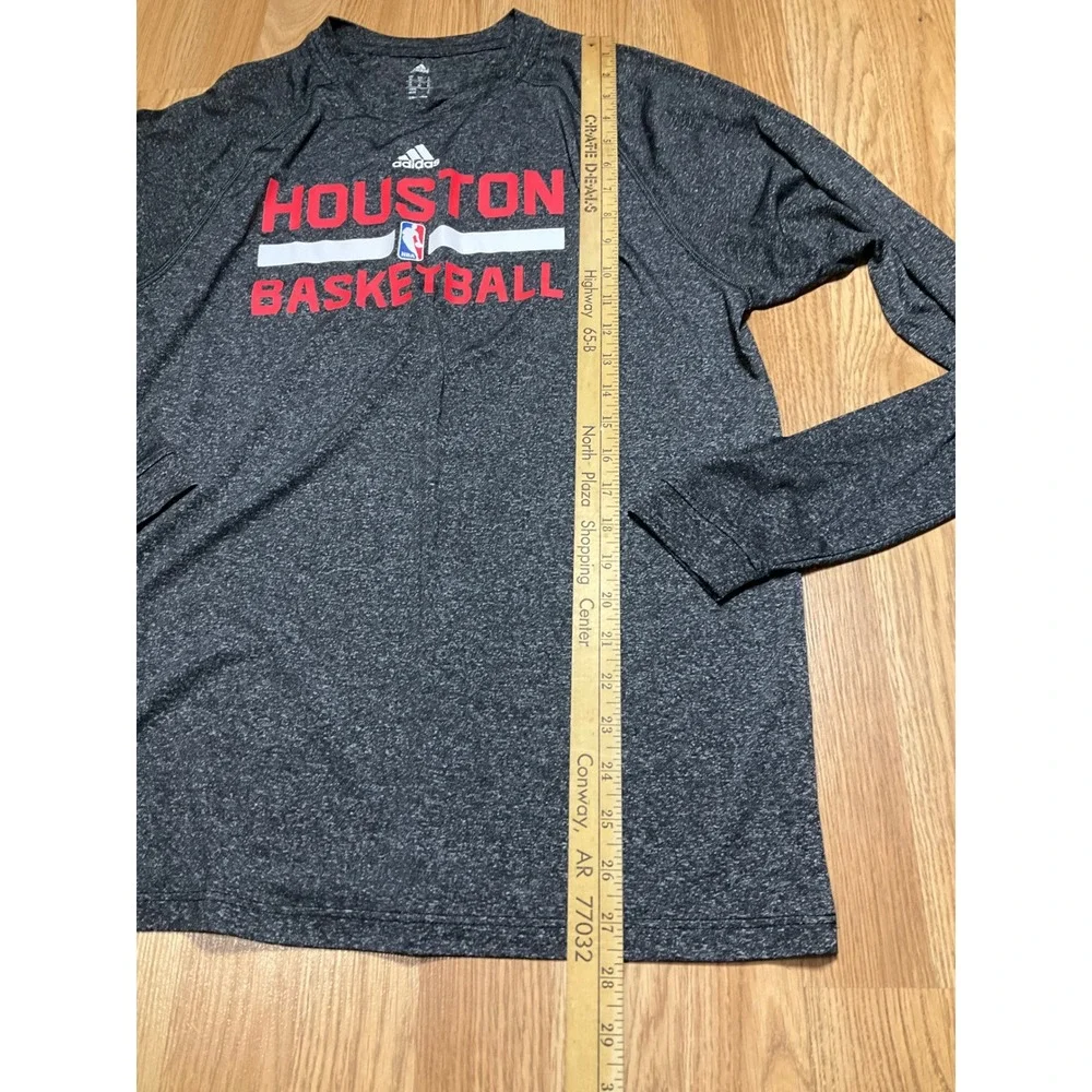 Adidas Houston Basketball NBA Climalite Long Sleeve Shirt Mens M Grey Heather